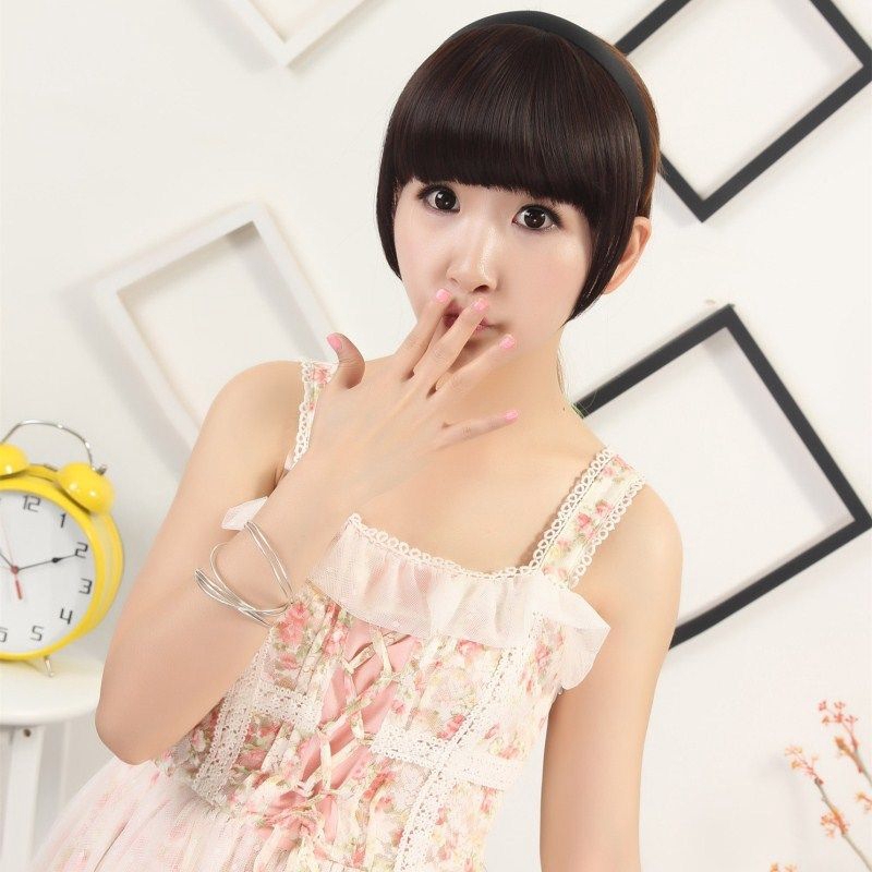 1pc Korean Short Hair Synthetic Flourish Wig Curly Long Hair Style