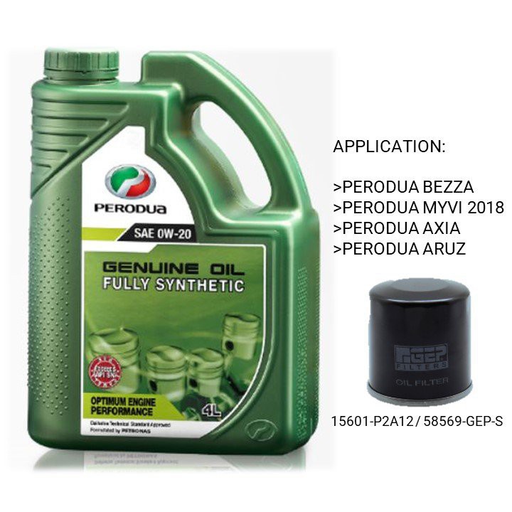 Perodua 0w20  3L / 4L Fully Synthetic Engine Oil 0w20 Minyak Hitam