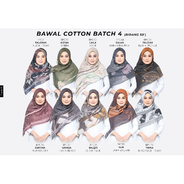 TUDUNG BAWAL PRINTED COTTON VOILE BATCH 4 BIDANG 50 TUDUNG BAWAL PRINTED COTTON VOILE BATCH 4 BIDANG 50