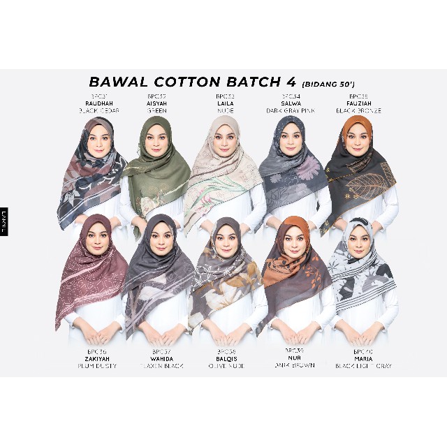 TUDUNG BAWAL PRINTED COTTON VOILE BATCH 4 BIDANG 50 