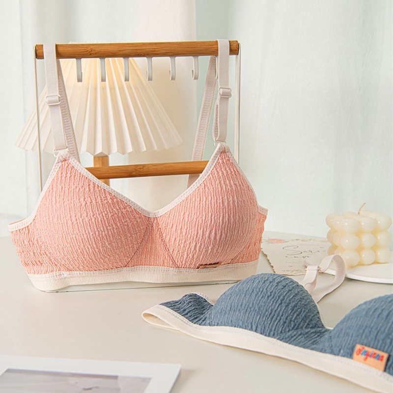 Cream puff pleated bra for girls Thin small breast bra for girls no