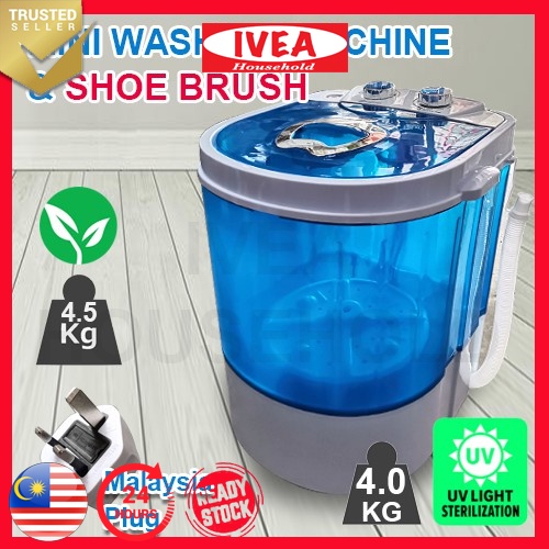 Semi-Auto Laundry Clothes Wash Mini Washing Machine Anti Bacteria Washing blue light sterilization