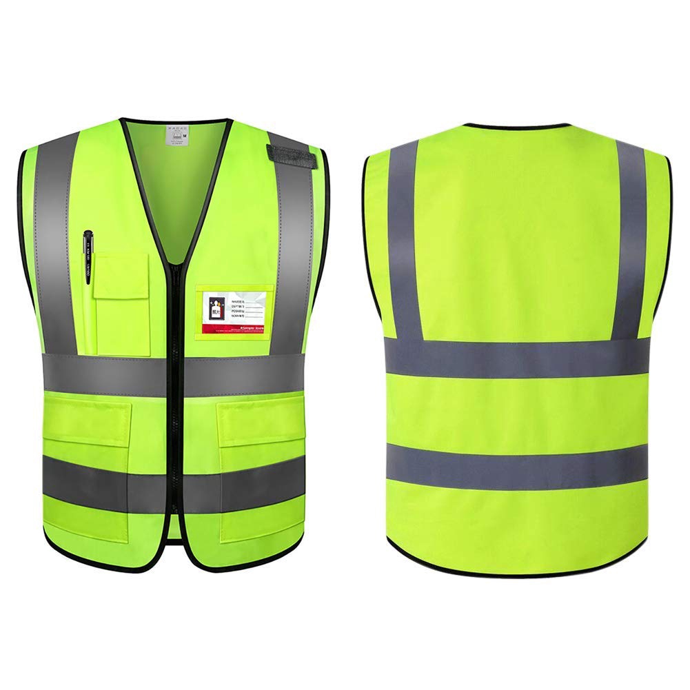Vest Reflective Running Safety Night Visibility Security with LED and Pockets