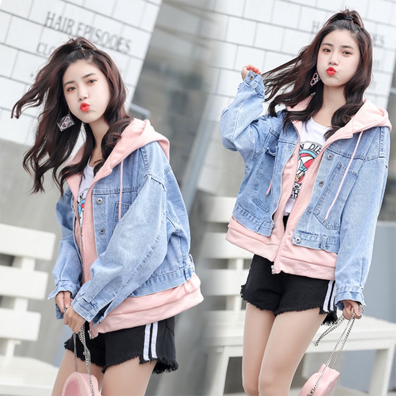 hooded denim jacket womens