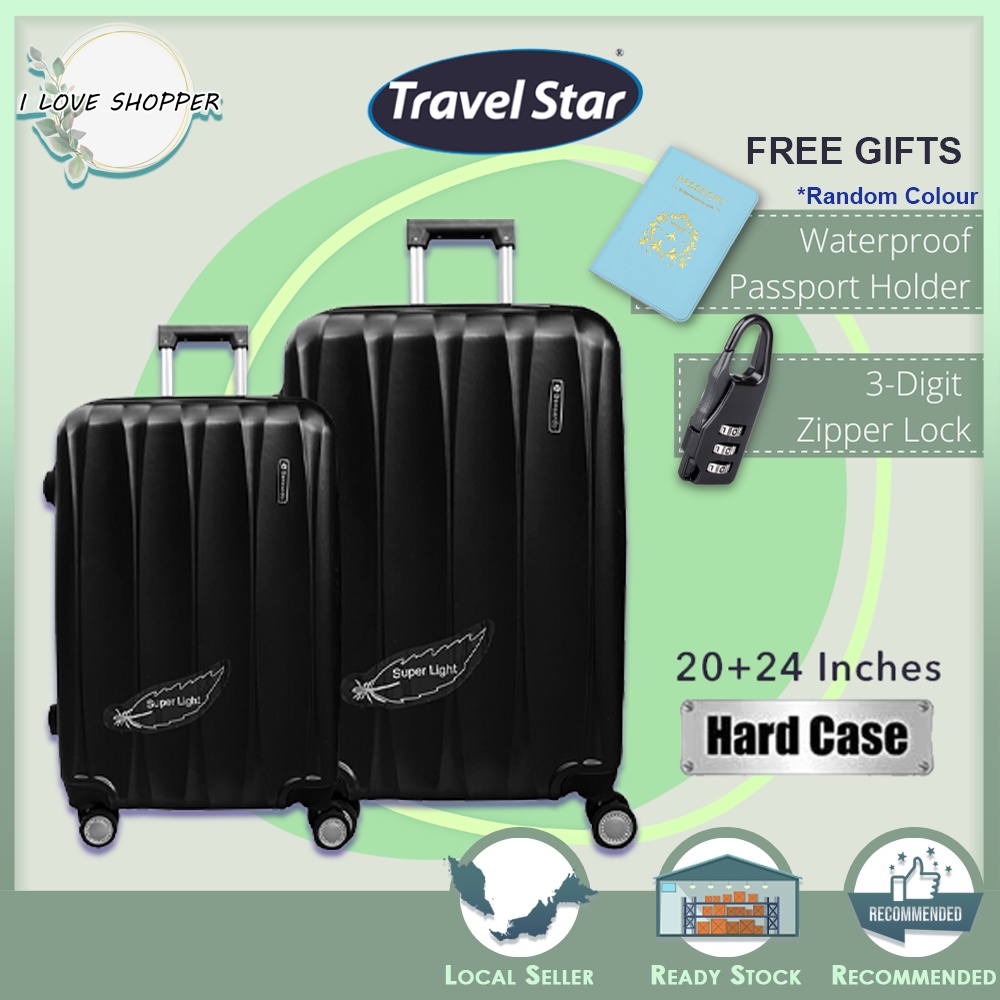 BUNDLE Travel Star 9220 Elegant Hard Case Luggage Set Suitcase Set Bagasi (20 inch + 24 inch