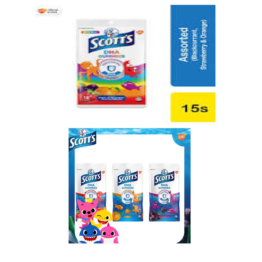 Scott’s DHA Gummies 15s Orange / Strawberry / Blackcurrant / Assorted