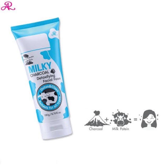 milky charcoal detoxifying facial foam