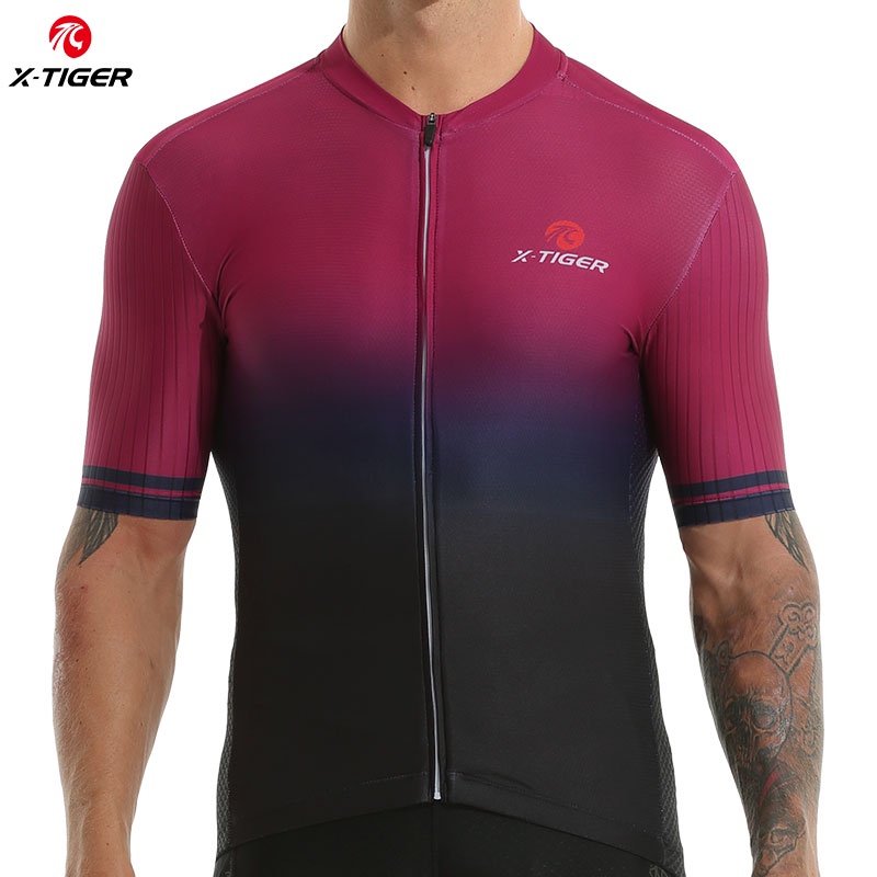 X-TIGER Cycling Jersey For Men Summer Short Sleeve Breathable Road MTB Riding Bicycle Bike Shirts Top