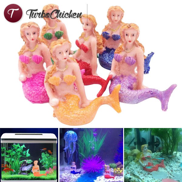 T Resin Cute Little Mermaid Fish Tank Aquarium Decorations