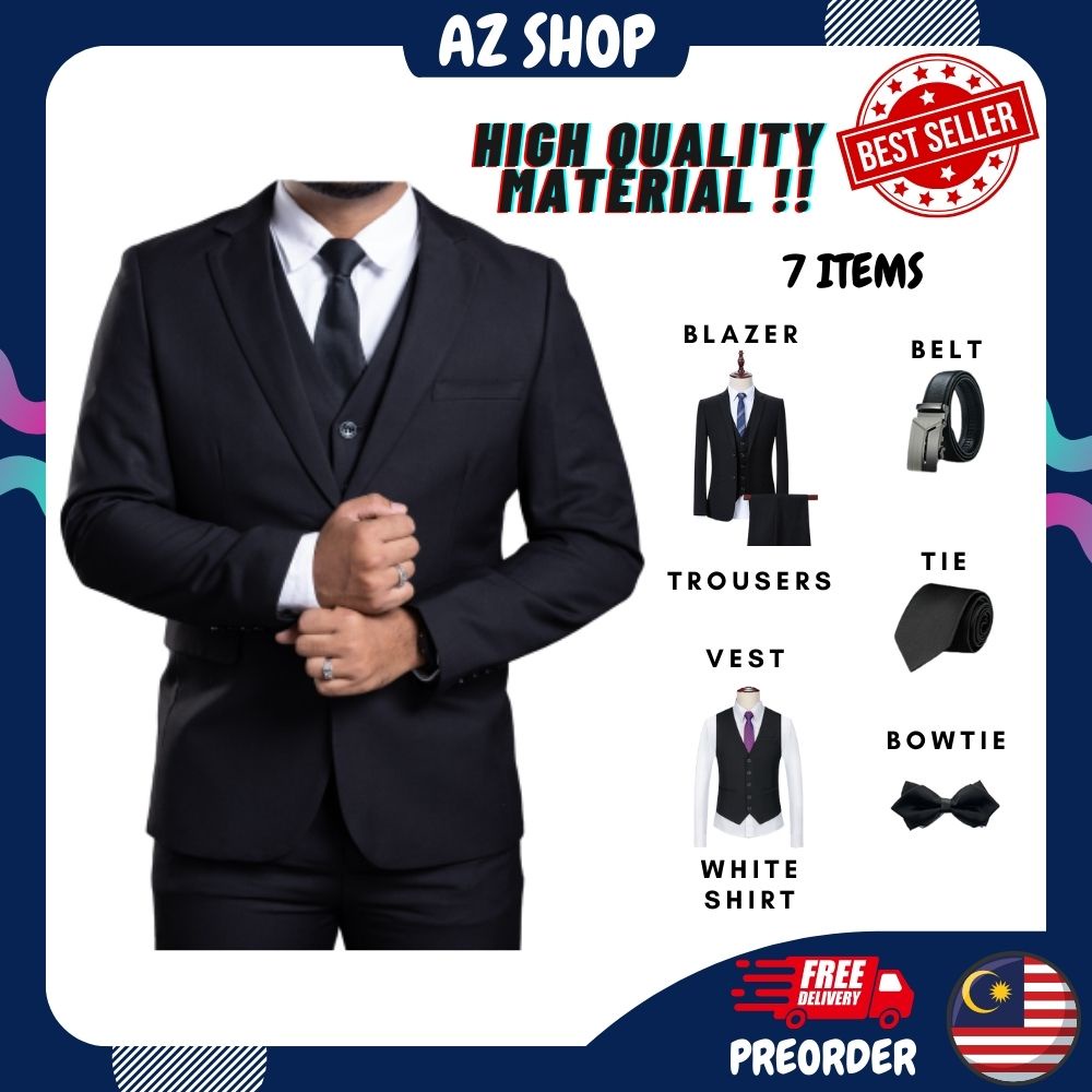7 Items Slimfit Men Suit Blazer High Quality Wedding Suit Business Suit Blazer Men Suit Blazer Lelaki Tuxedo [PREORDER]