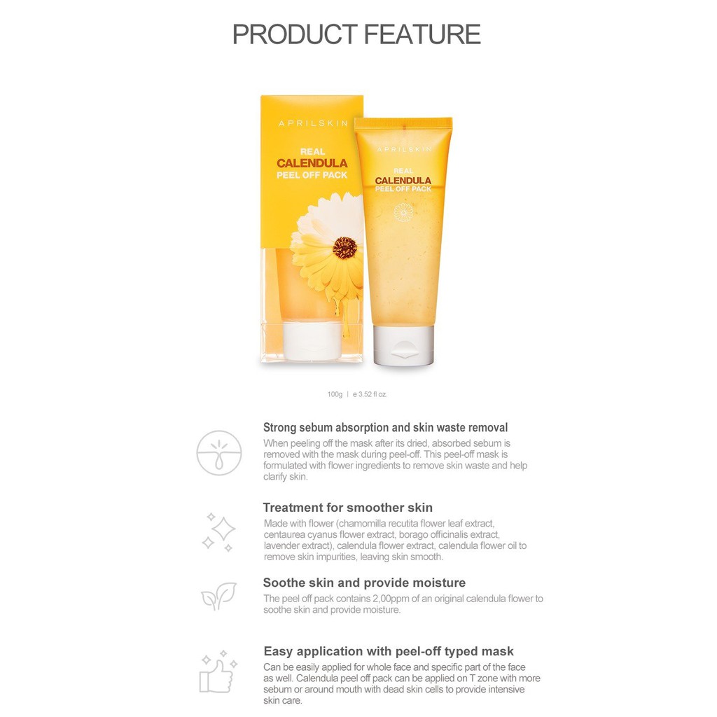 APRIL SKIN] Real Calendula Peel Off Pack 100G - 100% ORIGINAL