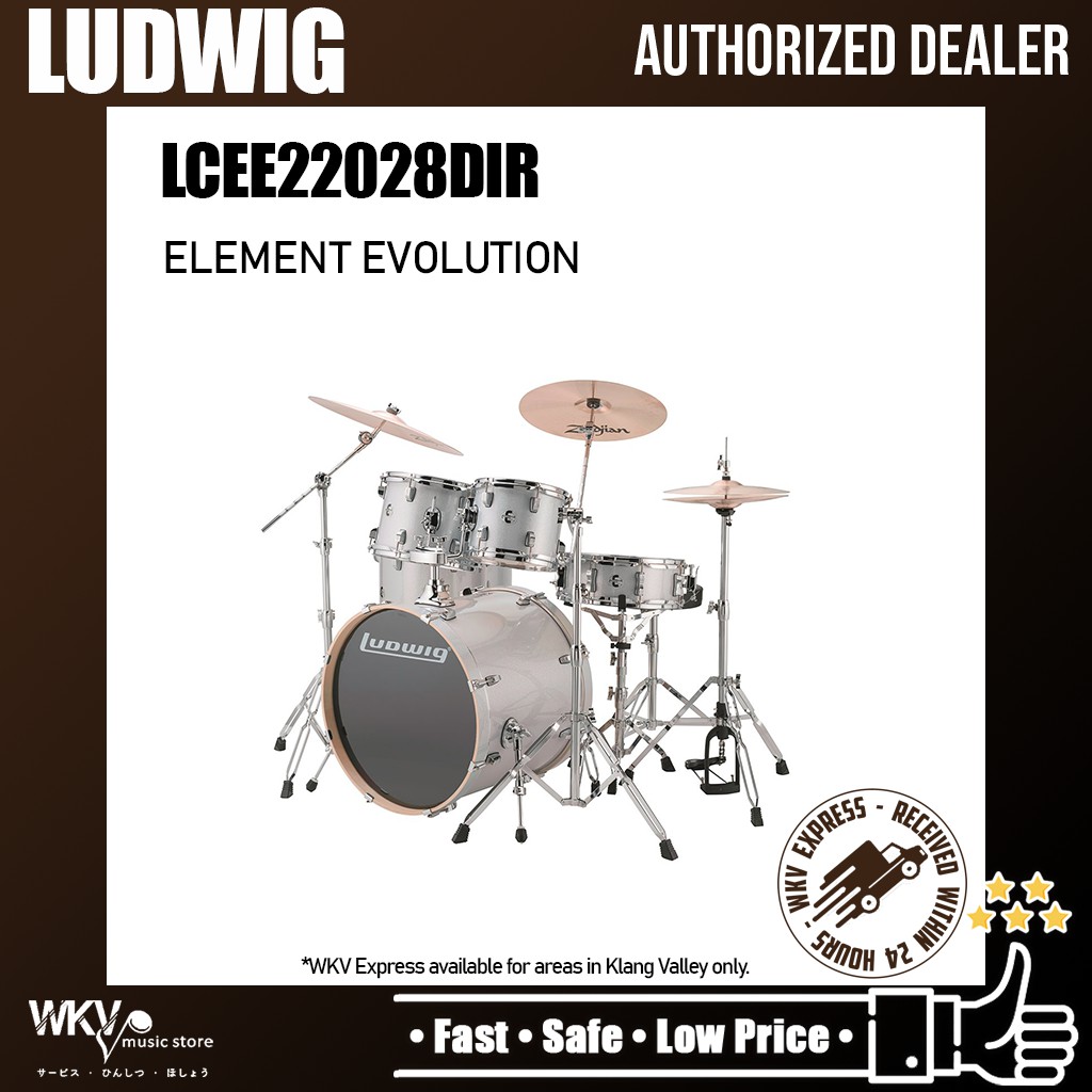 Ludwig LCEE22028DIR Element Evolution 5Piece Drum Kit Beginner Drum