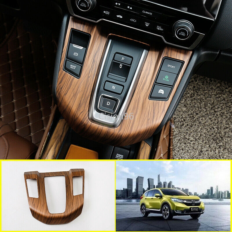Gear Shift Panel Cover Saihisday Peach Wood Grain Inner Gear Shift Panel Cover Water Cup Holder for Honda CRV CR-V 2017 2018 