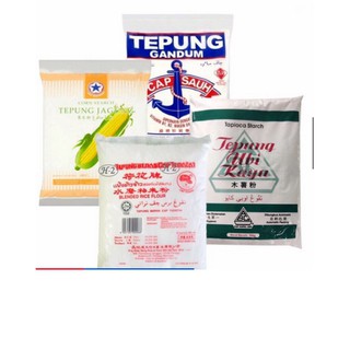 Tepung Jagung/ Gandum Cap Sauh/ Ubi Kayu/ Beras Teratai - Starch/Flour (400g/500g/1kg)
