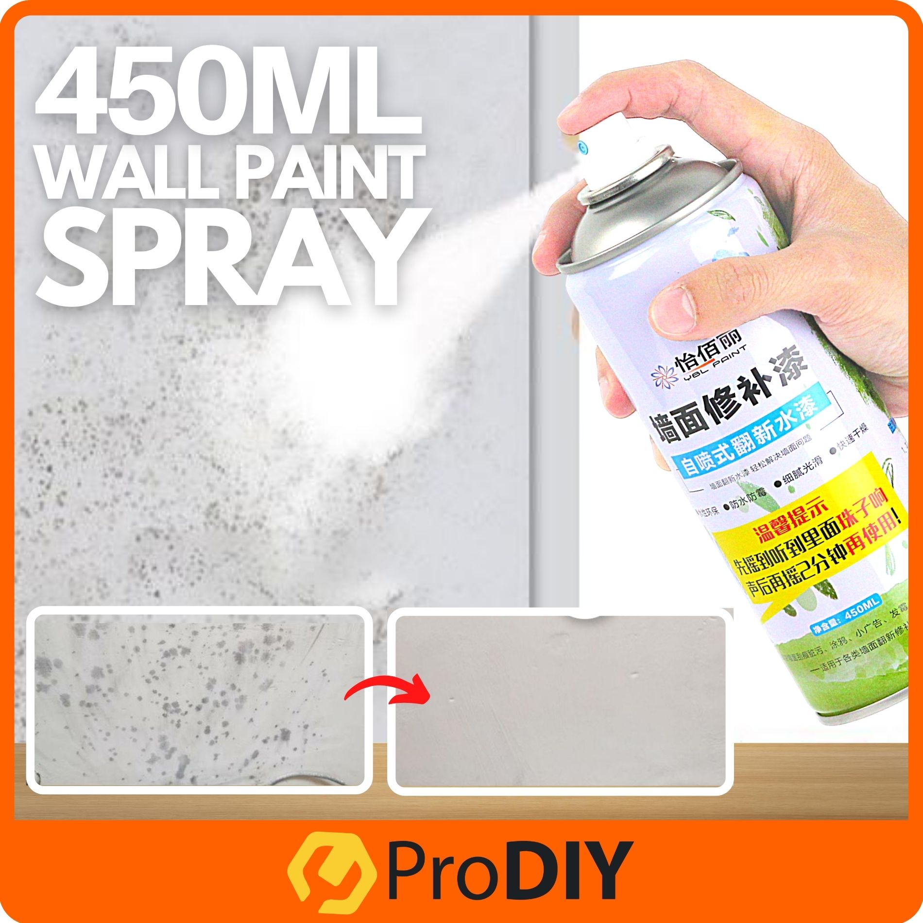 450ml Wall Self Paint Spray Surface Paint Home Wall Renovation Cleaning Clean Graffiti Cat Dinding Putih ( White )