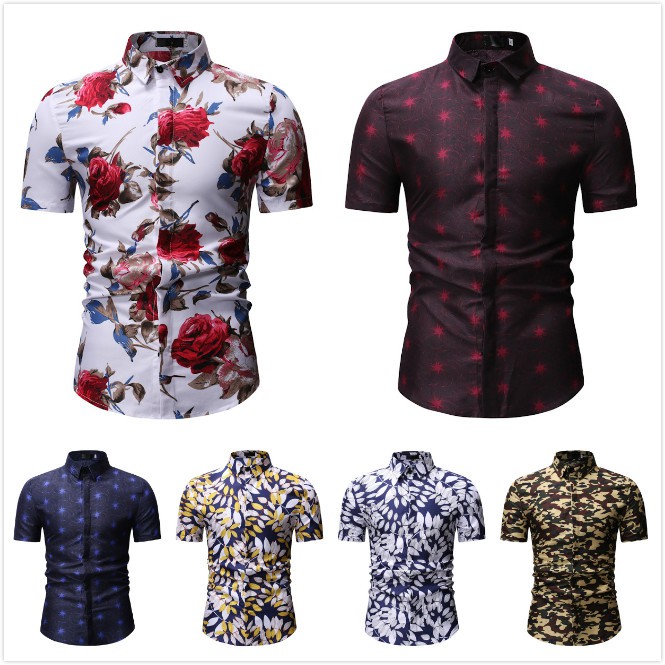 Lengan Baju Pantai Baju Pantai Baju Hawaii Lelaki Summer Hawaiian Shirt ...