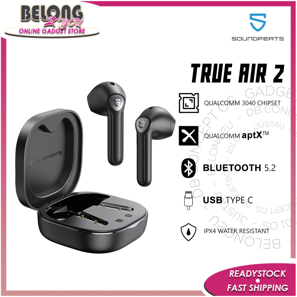 SOUNDPEATS TRUEAIR 2 ULTRA LIGHTWEIGHT WIRELESS EARBUDS | Shopee Malaysia