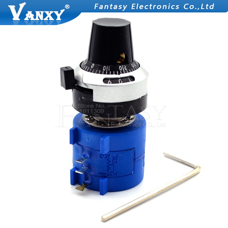 3590S-2 3590S Series  Precision Multiturn Potentiometer 10 Ring Adjustable Resistor+1PCS Turns Counting Dial Rotary 6.35