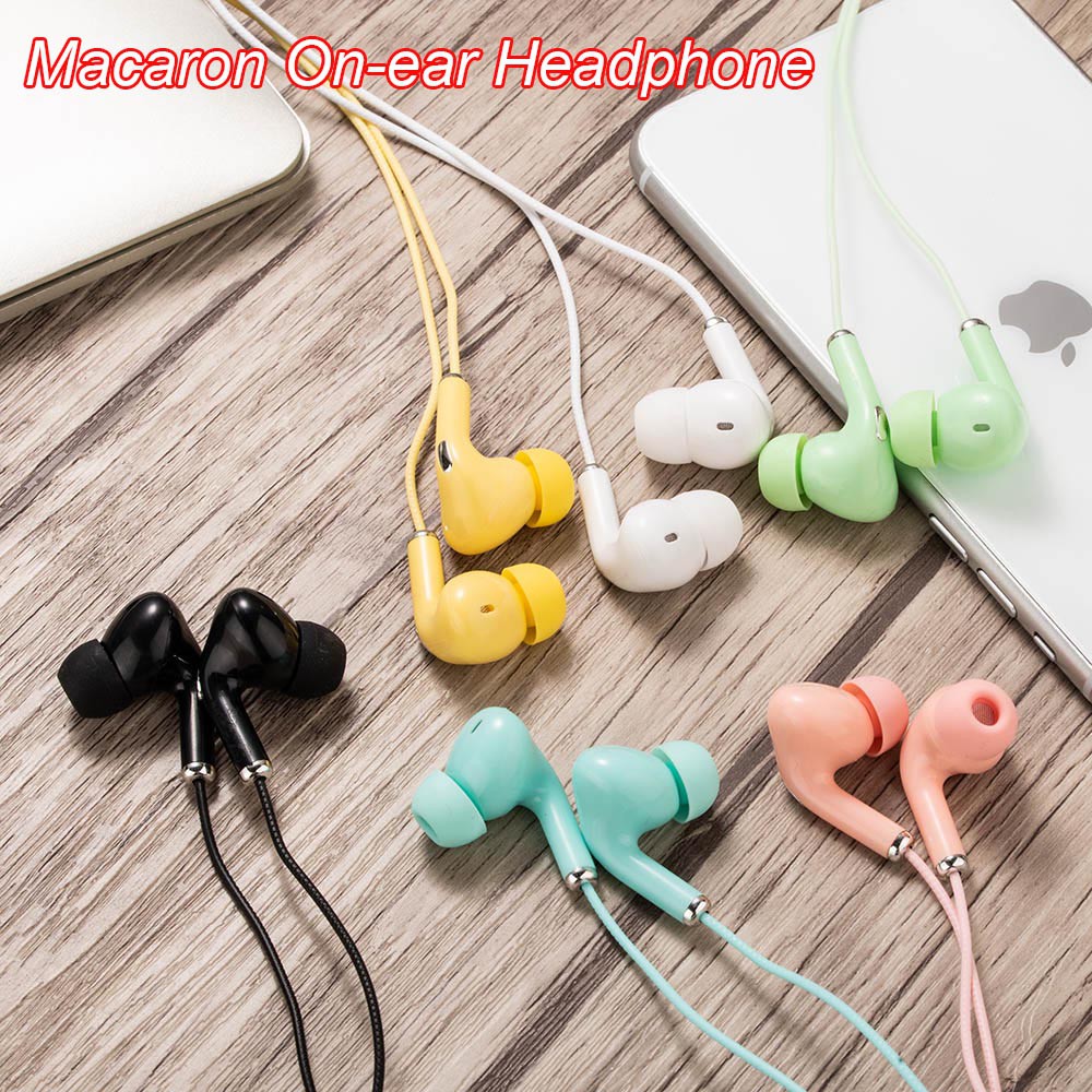 Macaron On-Ear Headphones Earphones Headsets With Built-in Microphone 3.5mm In-Ear Wired Earphone Headphone Earbud For HandPhone Huawei OPPO VIVO