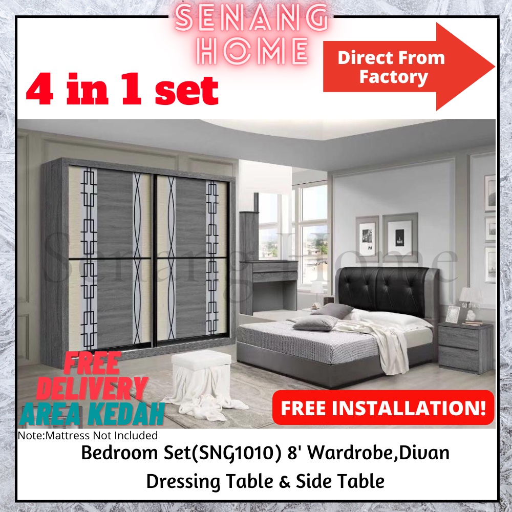 (Free Delivery)Sng-1010 8ft x 8ft Bedroom Set 4 in 1 full set Divan ...