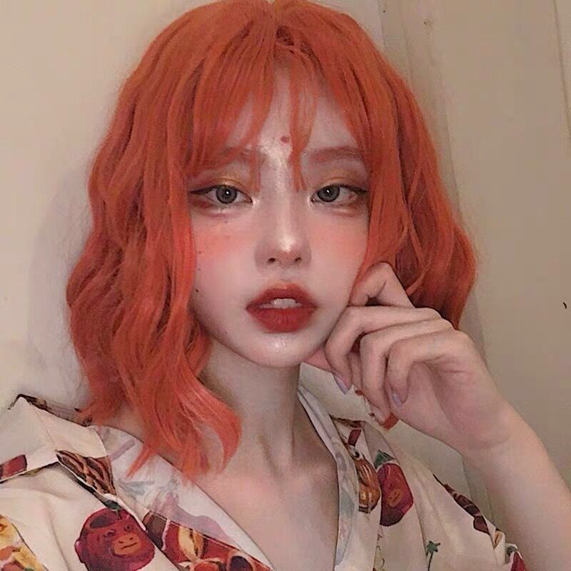 Wig Women Air Bangs Medium Long Corn Perm Hair Extensions Wig