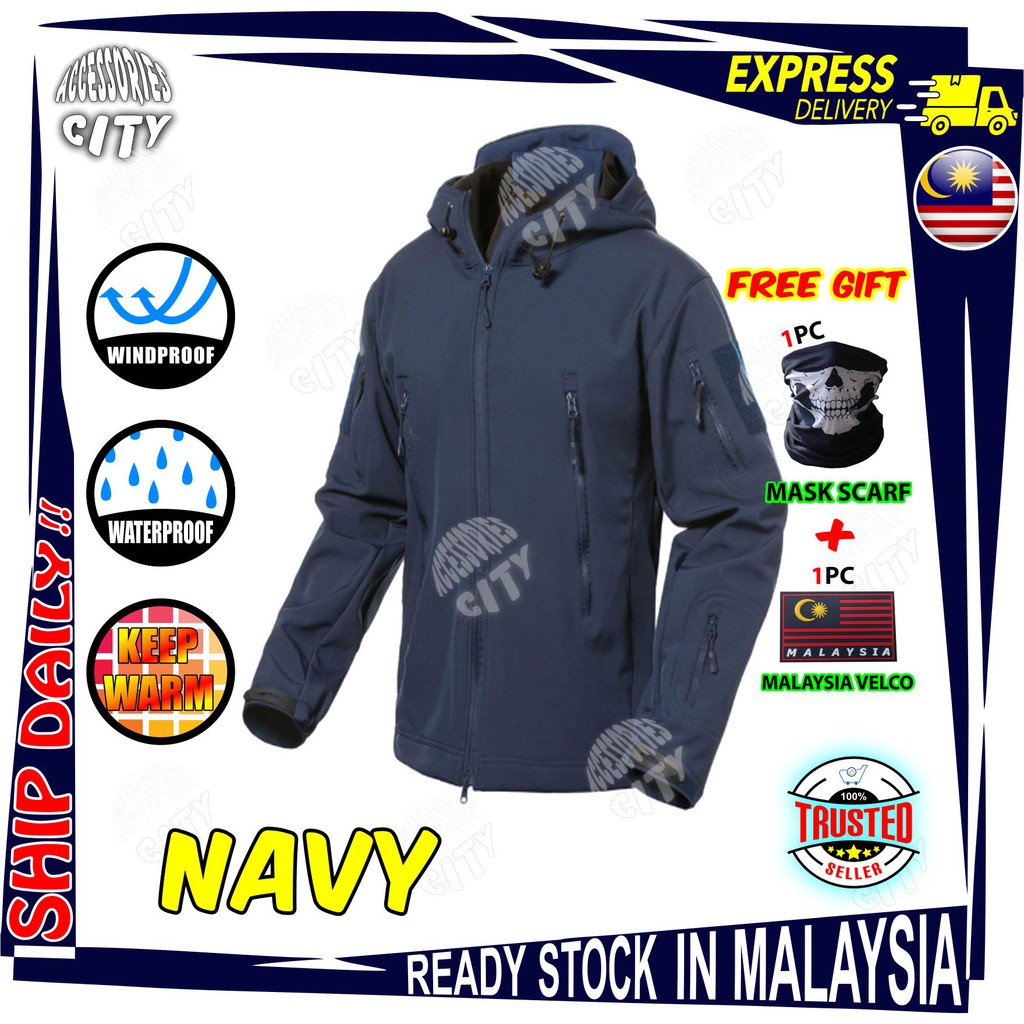 Jacket Waterproof Malaysia Sharkskin Military Jacket Lelaki Shark Skin Sweater Windbreaker Motorcycle Jaket Motor Rider