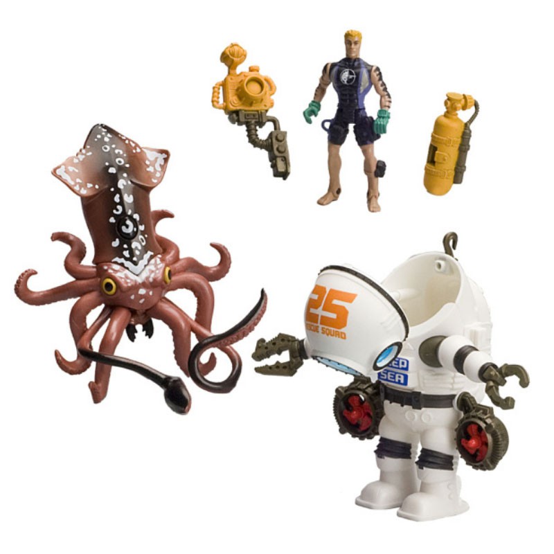 Deep Sea Adventure Rescue Giant Creature Playset - Giant Squid, ocean animals explore palyset for for Kids Boys Girls + Chap Mei Free Gift