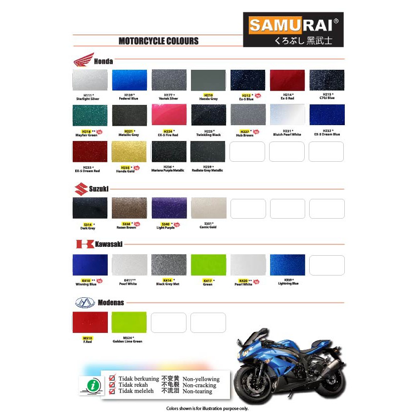 Samurai Spray Paint Kawasaki Colour Shopee Malaysia