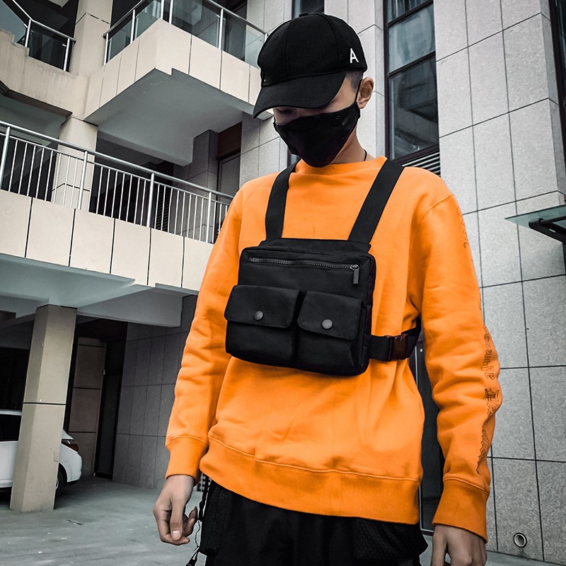 Men Chest Utility Bag Multi-Function Pocket Fashion Strap Vest Hip-Hop ...