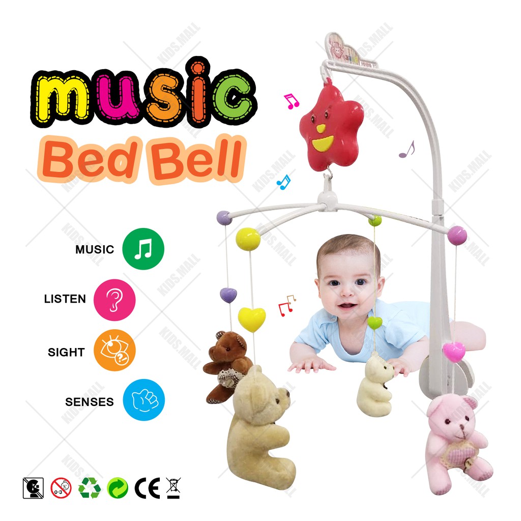 Baby Crib Musical Cot Bell Music Box Rattle Rotating Include Toy