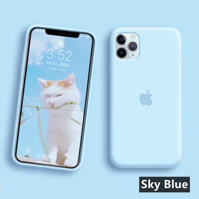 Sky Blue Full Coverage Iphone 12 12 Pro Max 12mini 11 Pro Max 7 8 Plus X Xs Max Xr 6s 6 Liquid Silicone Phone Case Shopee Malaysia