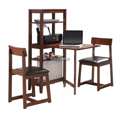 DERRY II (2in1) GATELEG DINING TABLE WITH CHAIR / MEJA KOMPUTER / RAK BUKU