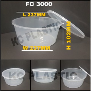 FC 3000 Round Plastic  Food Container Bekas  Plastik  Bulat 