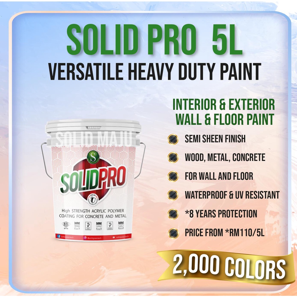 Solidpro 5L Solvent Base Heavy Duty Paint Wood,Metal,Concrete INTERIOR