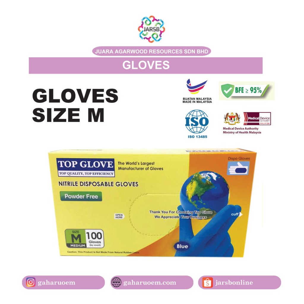 TOP GLOVE NITRILE DISPOSABLE GLOVES (M) Shopee Malaysia