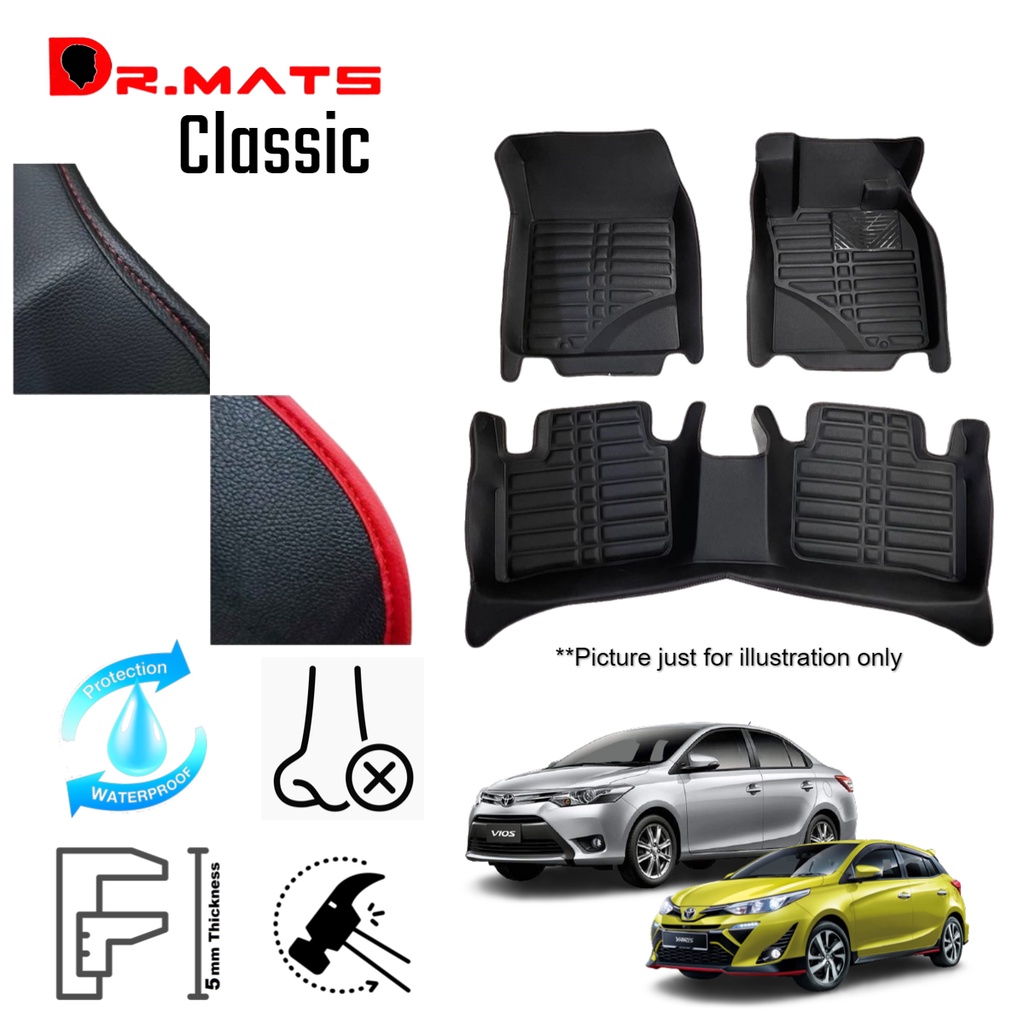 Toyota Yaris / Vios 20132022 Dr.Mats 1 Layer / 2 Layer 5D Carpet PU
