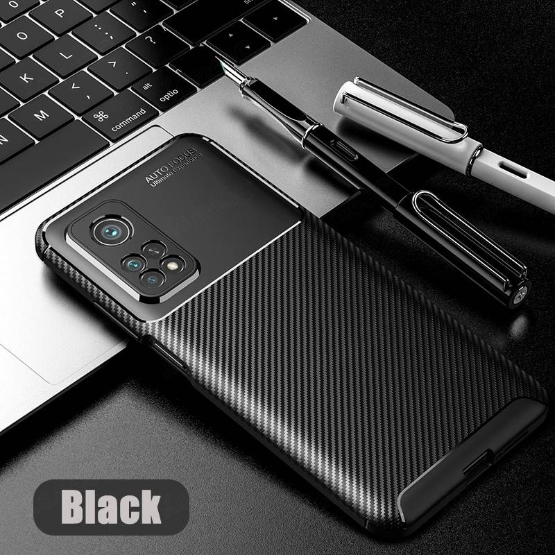 Xiaomi Mi 10T Pro Case Luxury Carbon Fiber Slim Soft Silicone Cover
