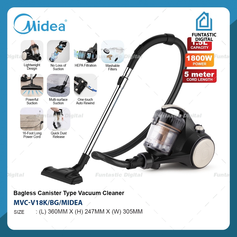 MIDEA MVC18K 1800W BAGLESS VACUUM CLEANER CYCLONE Shopee Malaysia