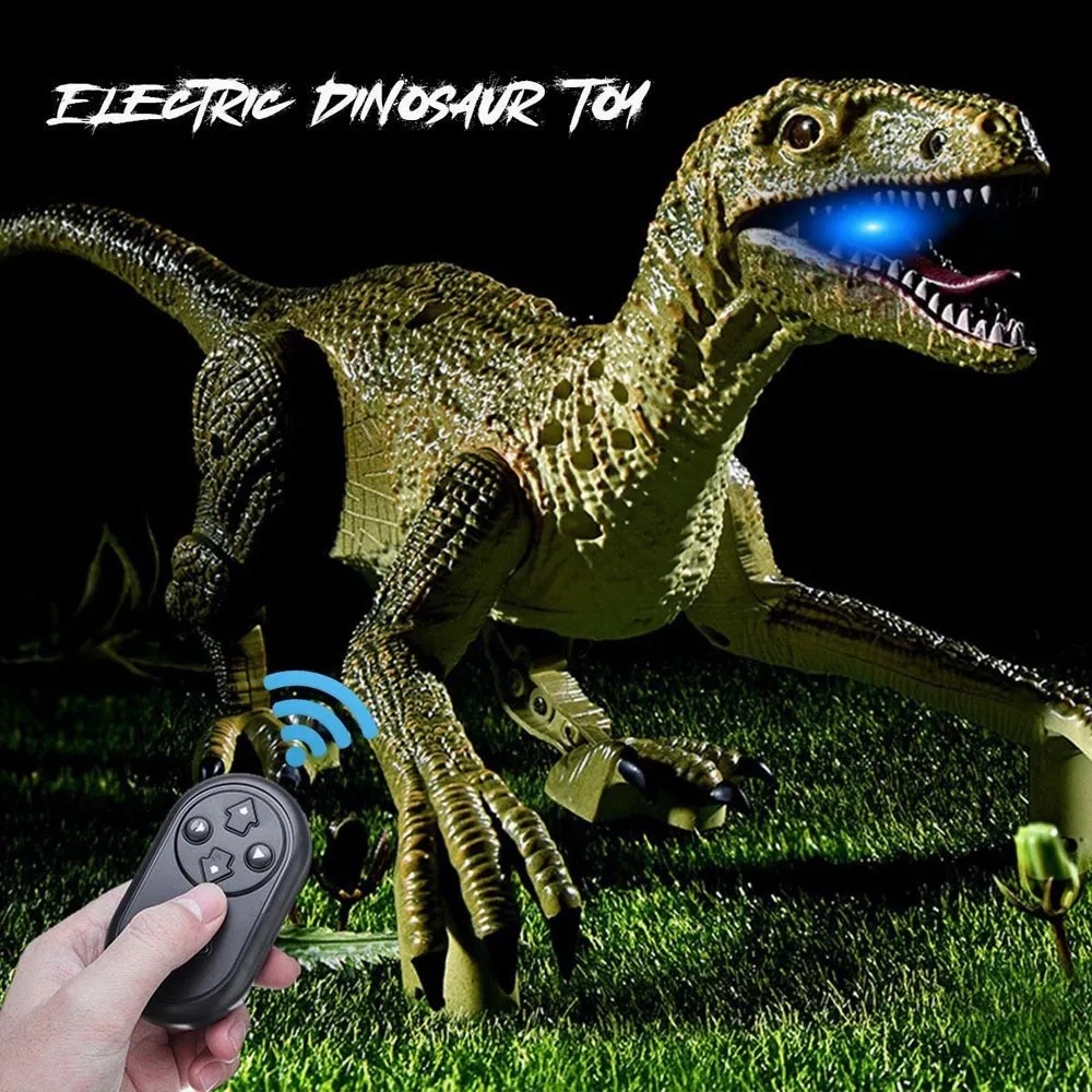 RC Dinosaur Toys Blue Velociraptor Remote Control Dinosaurs Toy For