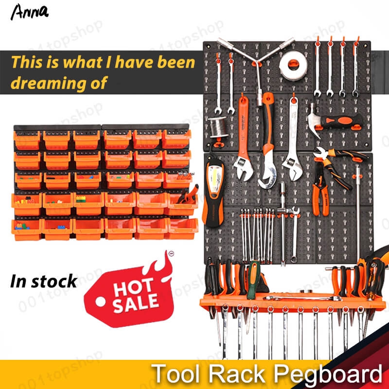 Peg Board Pegboard Ikea Shelf Hardware Tools Hanging Plate Garage Work Storage Rack Pegboardwrench Sorting Holder Wall Mounted Fixed Component Case Parts Box Instrument Includes 50 Assorted Hooks Ideal For Home - Tool Hanging Wall Board