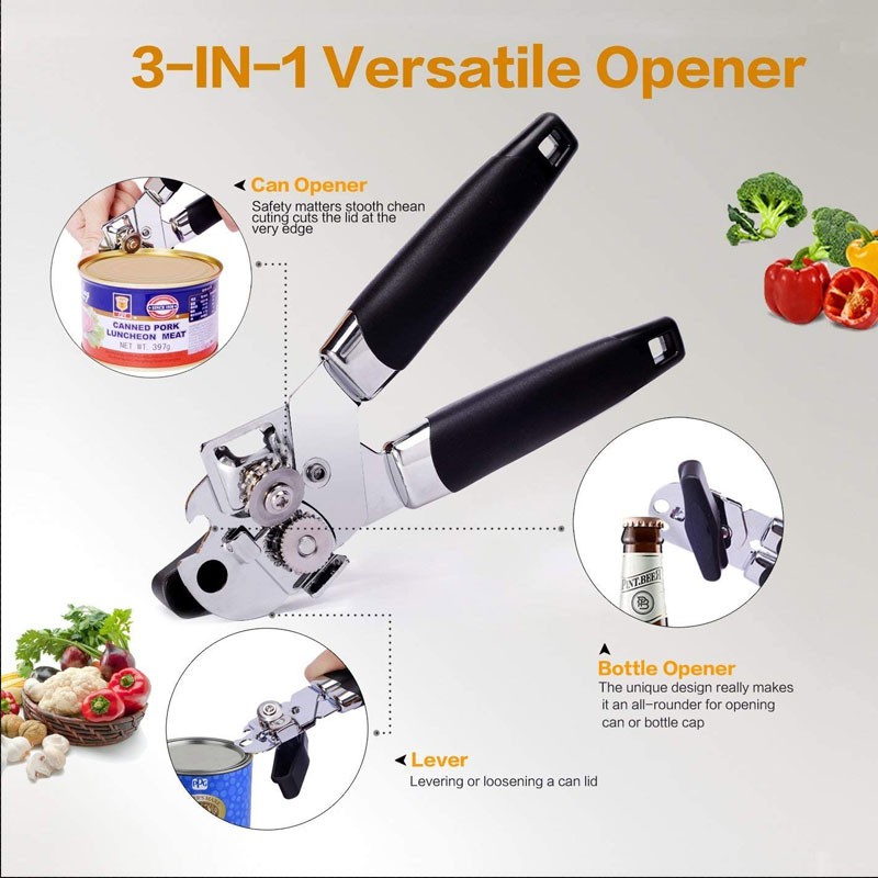 High Quality Stainless Steel Cans Opener Professional Ergonomic Manual Can Opener Side Cut Manual Can Opener 开罐头刀