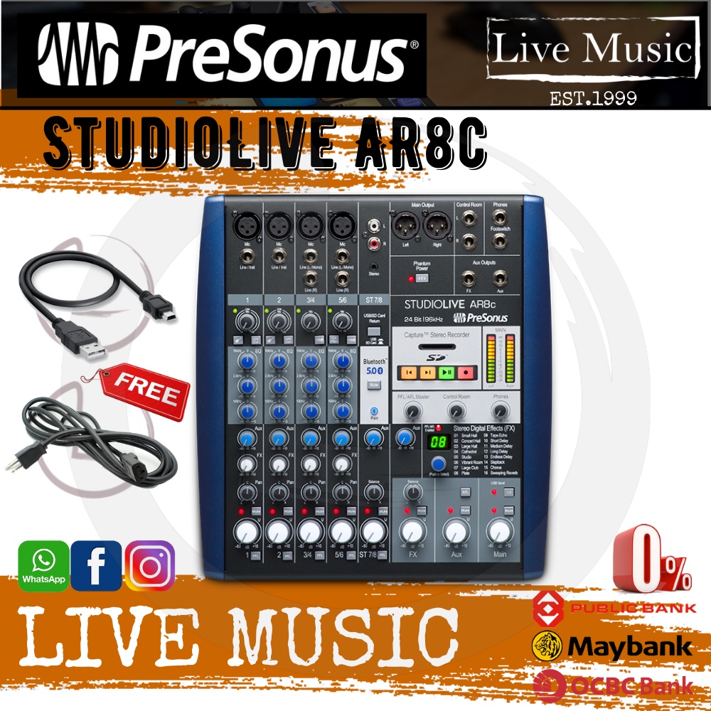 PreSonus StudioLive AR8c Mixer and Audio Interface with Effects (AR-8C) | Shopee Malaysia PreSonus StudioLive AR8c Mixer and Audio Interface with Effects (AR-8C) | Shopee Malaysia
