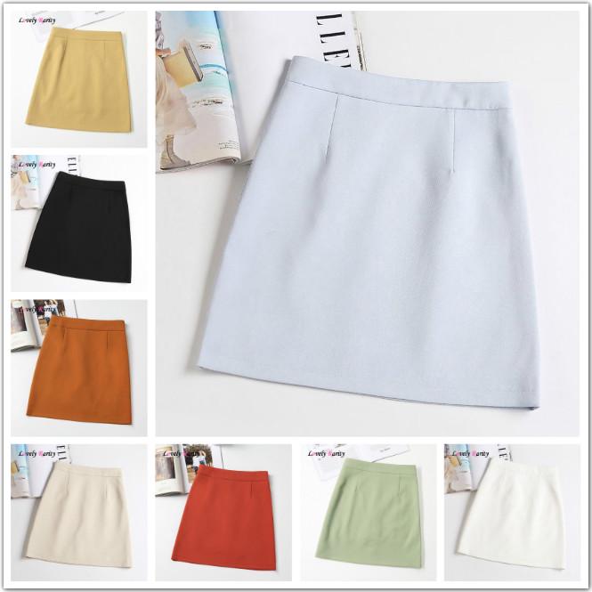 J&M❤️Ready Stock Women Mini Skirt(Lining) 8 Color High-waits Korean A Line Solid Color Zipper Skirt