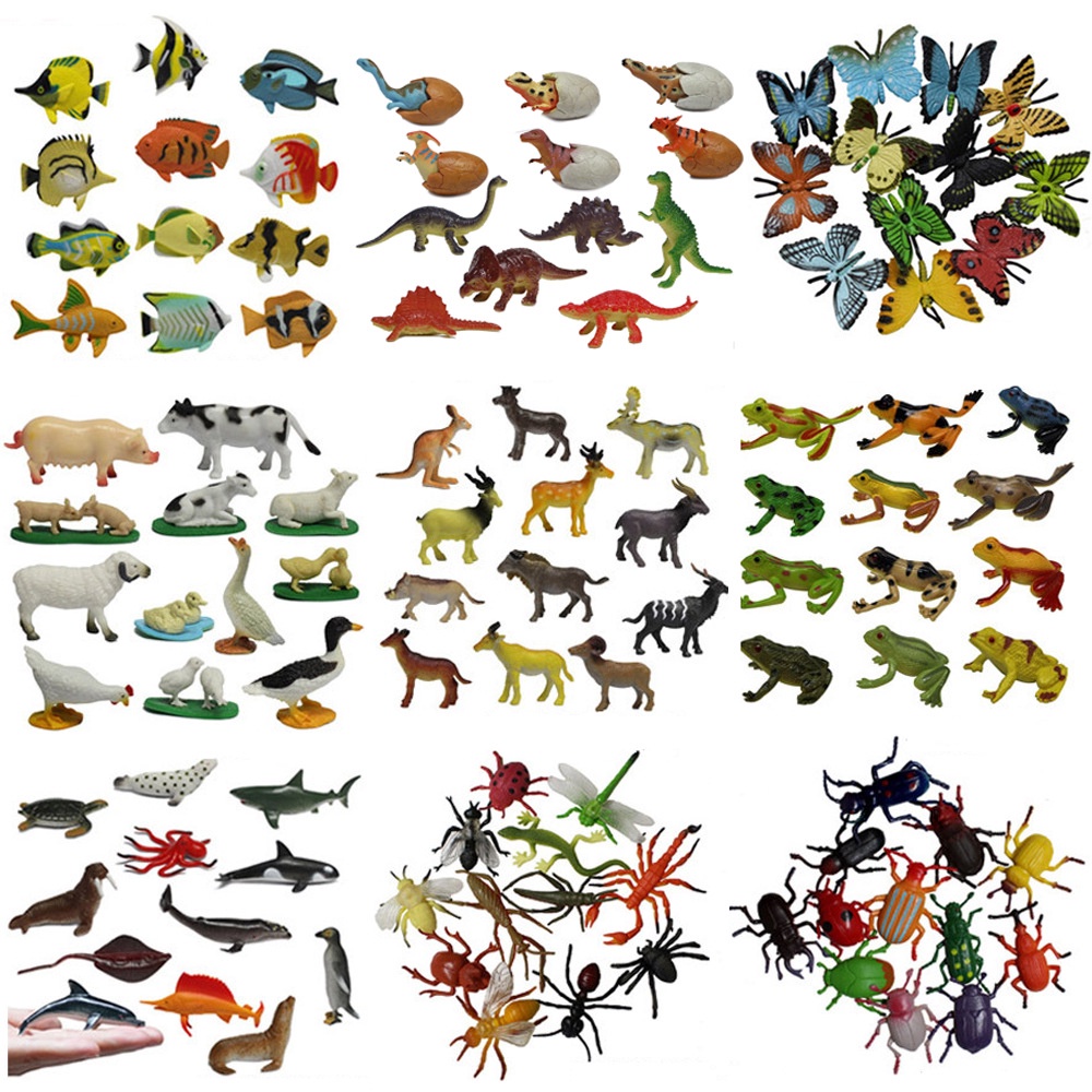 12Pcs Animal Dinosaur Insect Sea Toy Set Kids Play Set Mainan Binatang Serangga Untuk Kanak Kanak Big Size