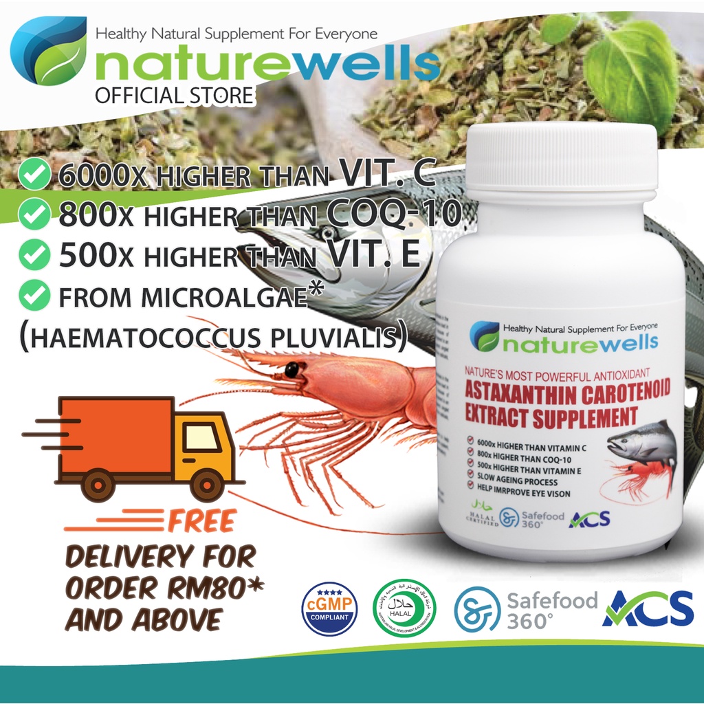 Naturewells Astaxanthin Carotenoid Supplement Most Powerful Antioxidant VegeCap Expired 10/03/2026