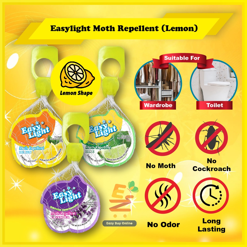 100 Original Easylight Moth Repellent Lemon Shape 120GM Ready Stock