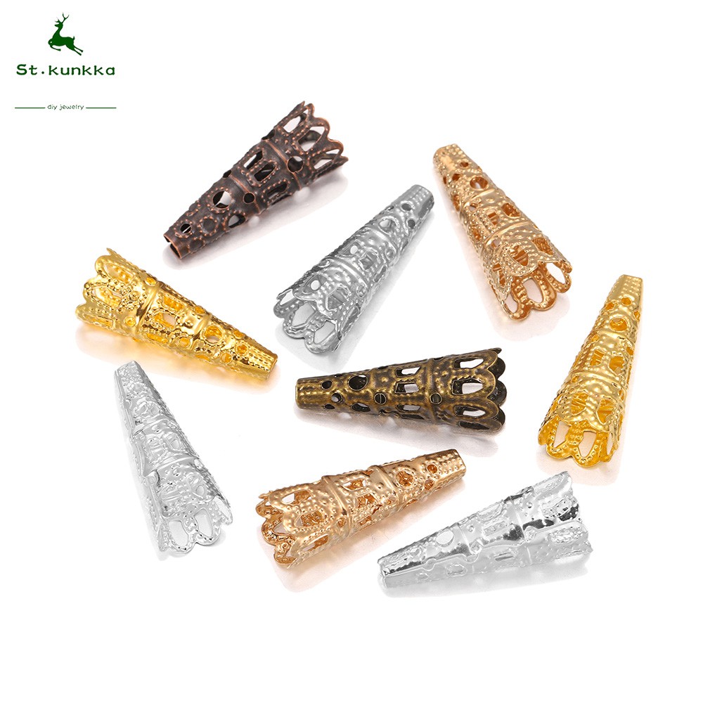 Must Multi St.kunkka 50pcs/lot Silver Rhodium Alloy Bugle Cone Bead Caps Crystal Pendulum pendant End Cap DIY Jewelry... - Image 3