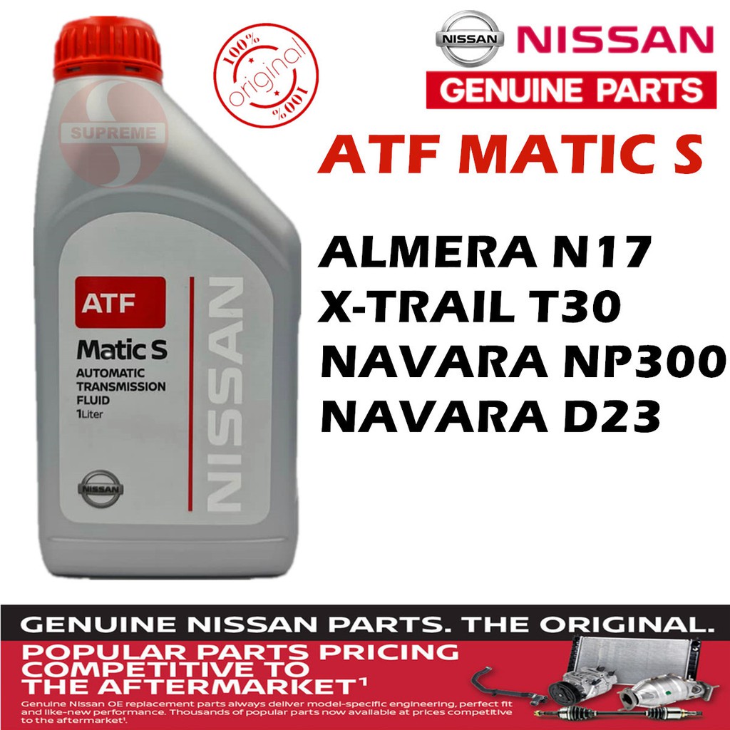 (100 ORIGINAL) Nissan ATF MATIC S Auto Gear Oil (1L) Almera,Livina,XTrail,Navara Auto