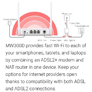 Mercusys Powered By TP-Link MW300D Wireless N300 ADSL ...