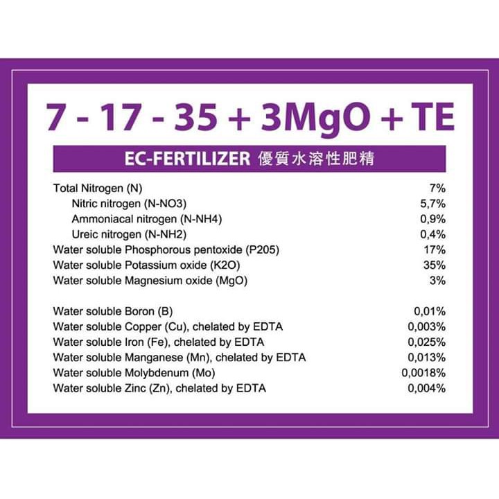 Water Soluble Fertilizer Fruiting Npk 7 17 35 3mgo Te Shopee Malaysia